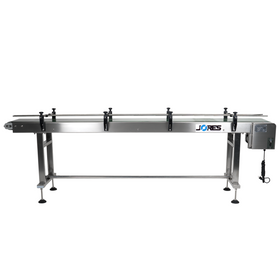 long motorized stainless steel belt conveyor side VIew by JORES TECHNOLOGIES®