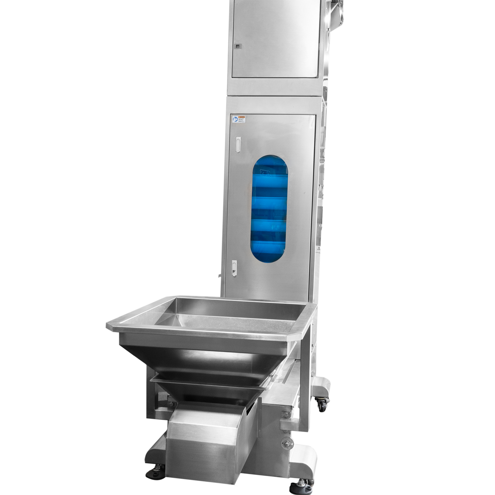 Stainless Steel Motorized Bucket Elevator with a vibrating feeder