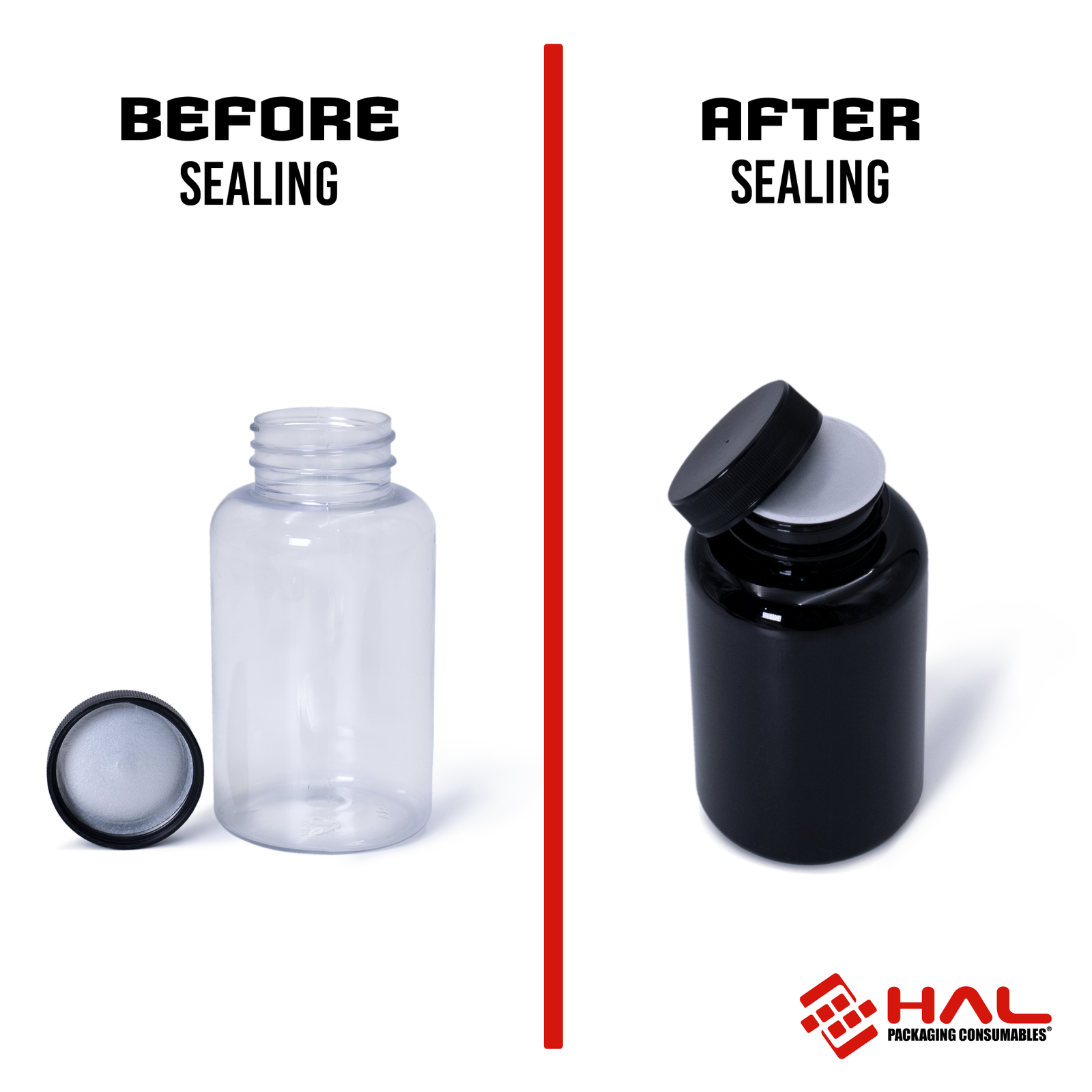 Container sealed with a HAL one piece induction liner