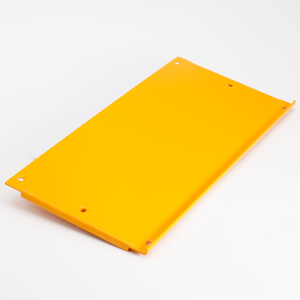 Yellow painted connecting plate of conveyor table 