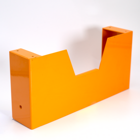 Yellow painted slide block of bracket
