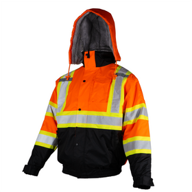 Hi-Vis X-Back Two-Tone Safety Bomber Jacket with Sherpa Faux Fleece