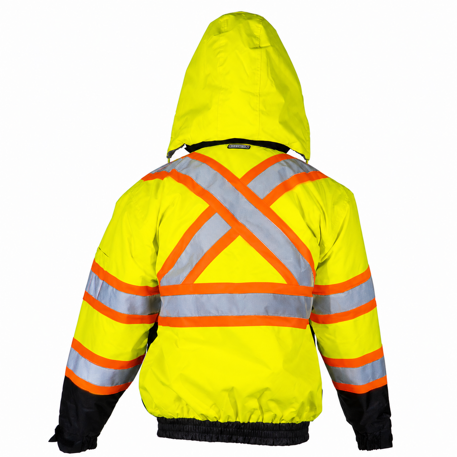 Hi-Vis X-Back Two-Tone Safety Bomber Jacket with Sherpa Faux Fleece