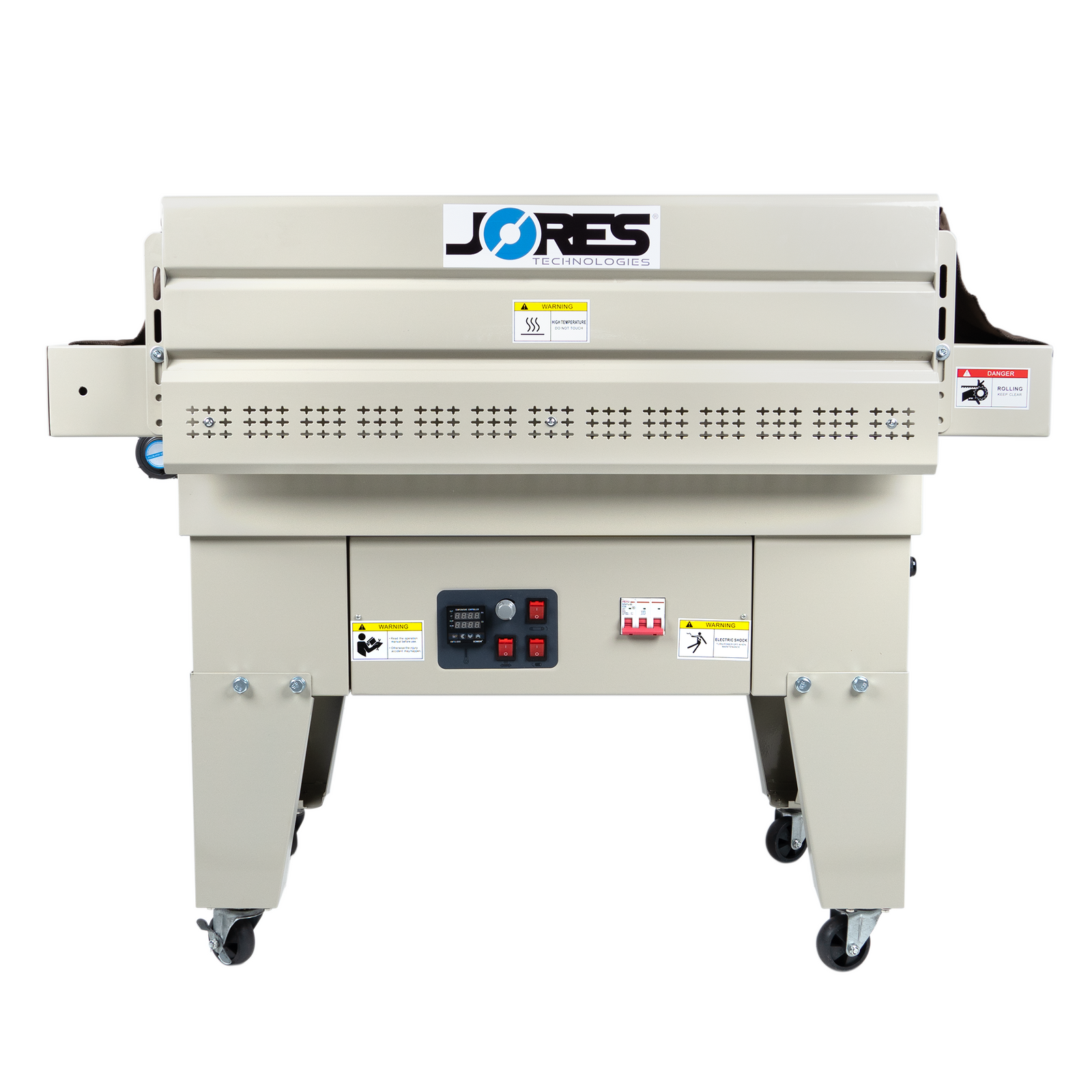 Shrink wrapping heat tunnel by JORES TECHNOLOGIES side view