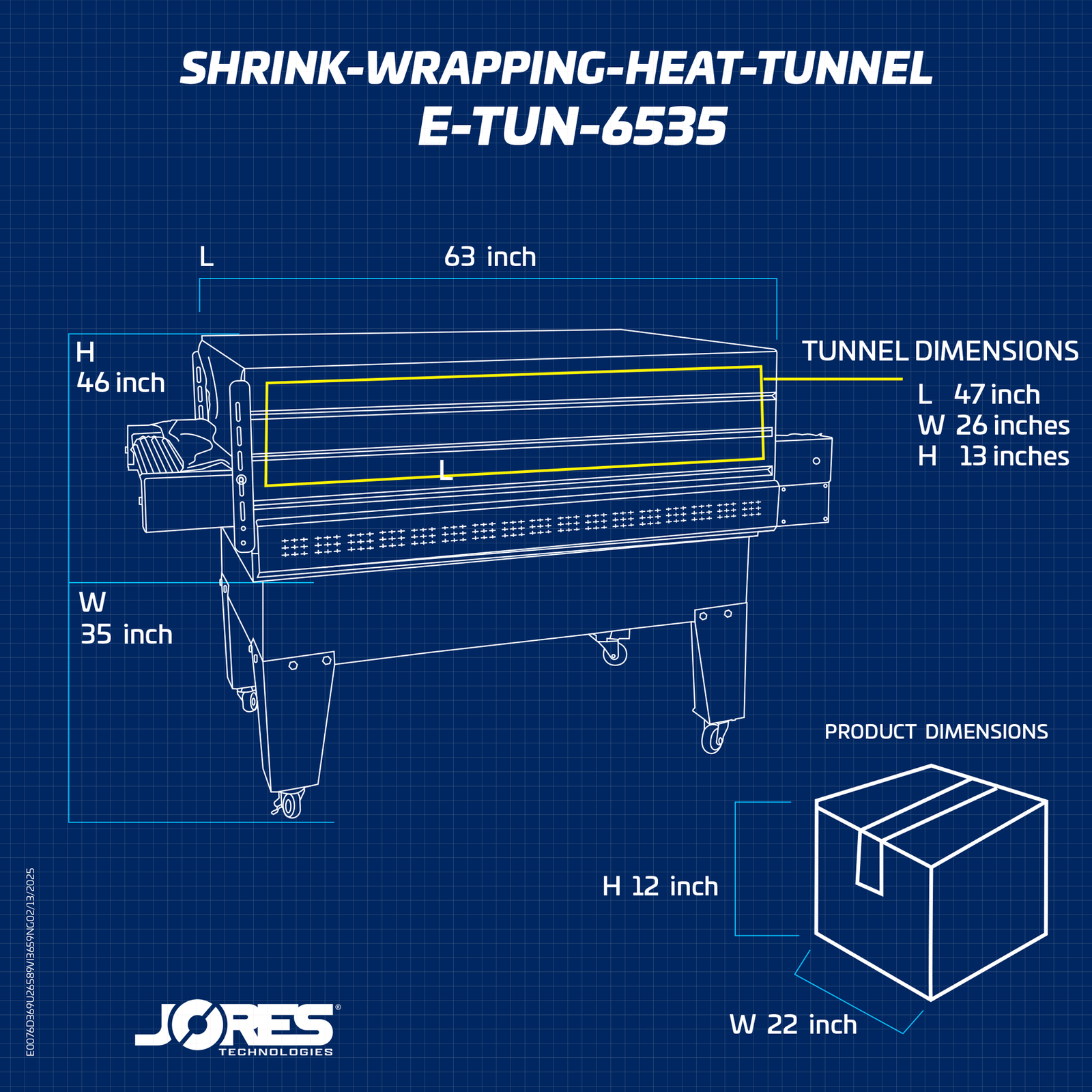 Shrink Wrapping Heat Tunnel- 12” x 25.5” TUN 6535-H