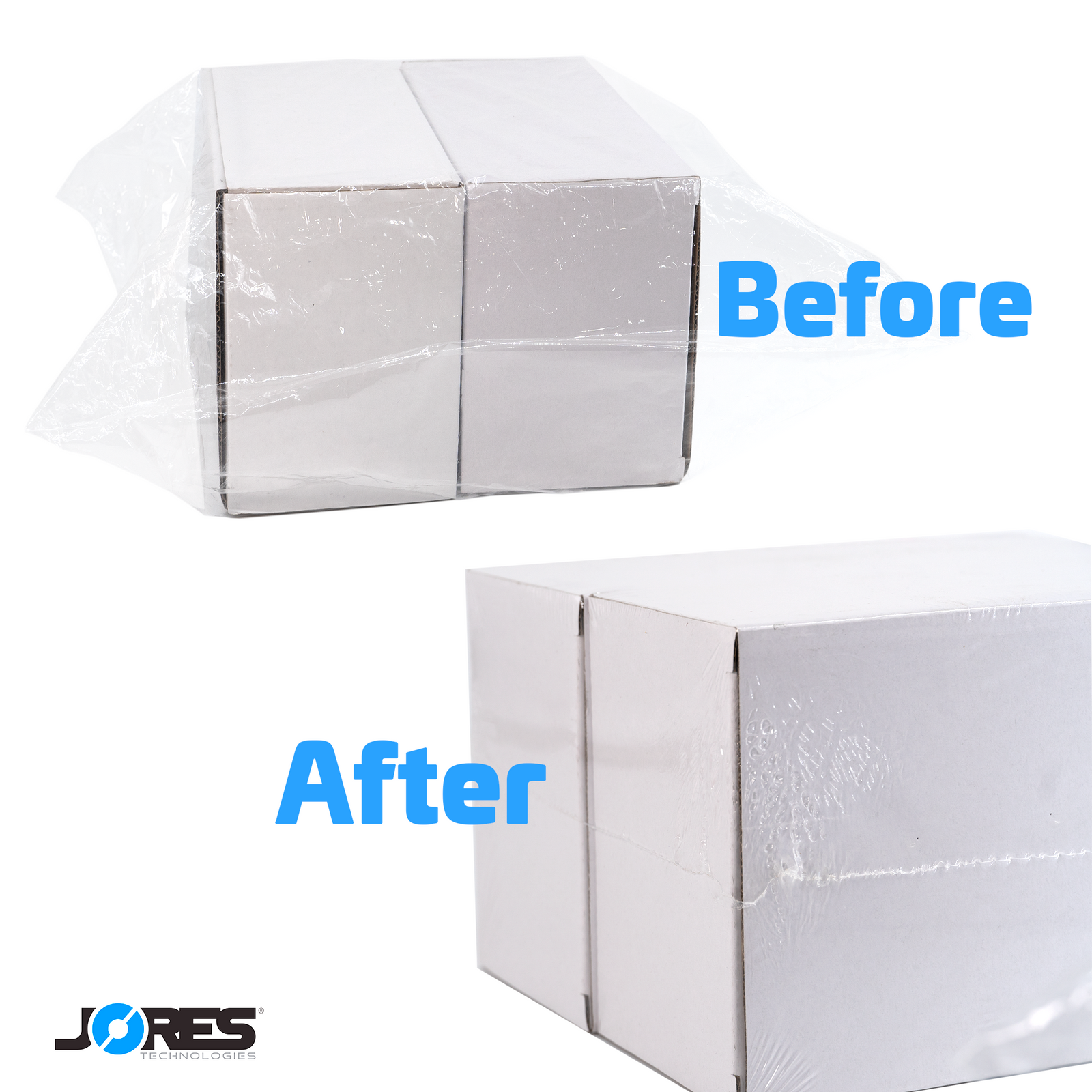 Appearance of a product before and after entering a  Shrink wrapping tunnel for packaging