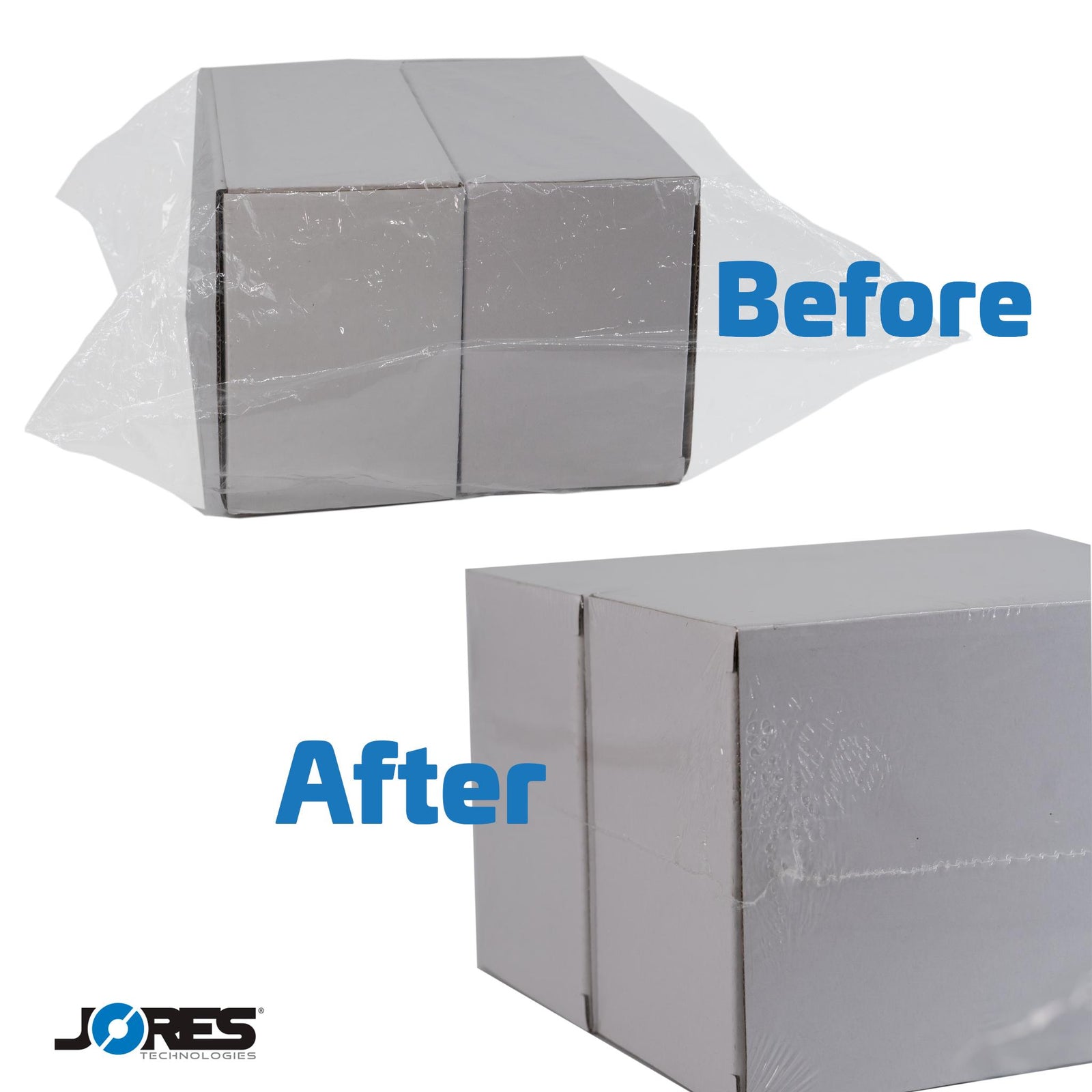 Aprearance of a product before and after entering a shrink wrapping tunnel