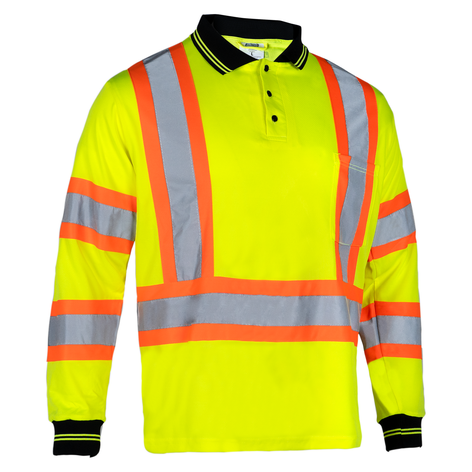 Hi-Vis X-Back Reflective Two-Tone Safety Long Sleeve Polo Shirt