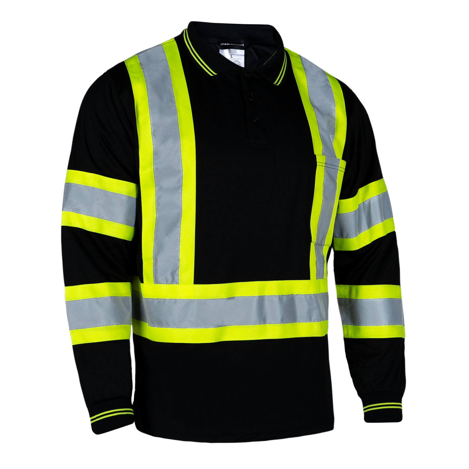 Hi-Vis X-Back Reflective Two-Tone Safety Long Sleeve Polo Shirt