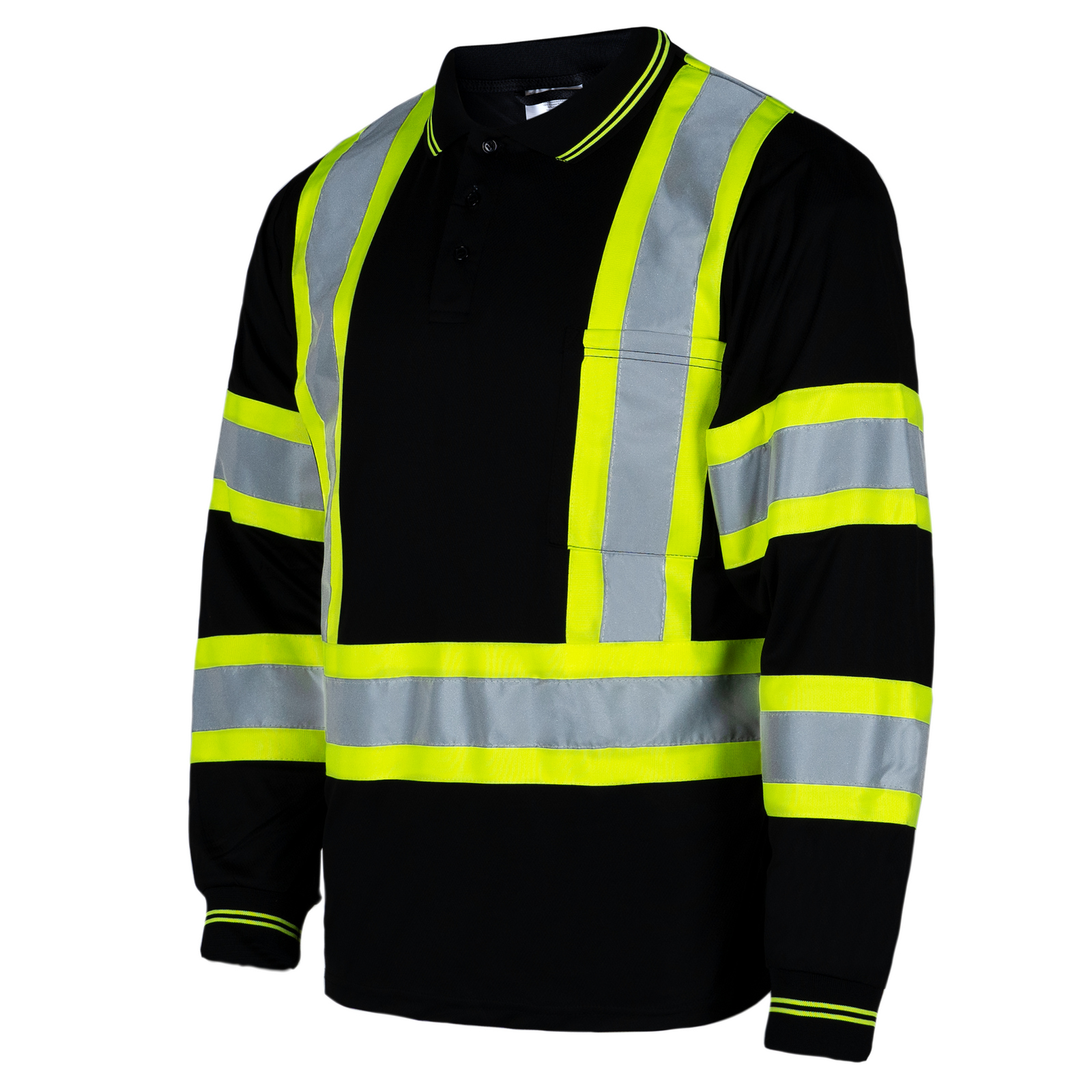 Hi-Vis X-Back Reflective Two-Tone Safety Long Sleeve Polo Shirt