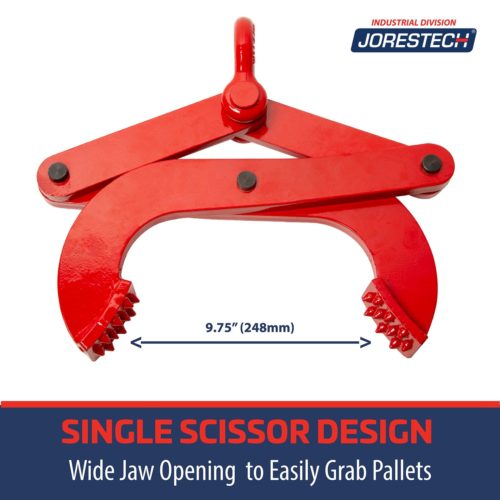 A JORES TECHNOLOGIES® open pallet puller with opening measurements of 9.75