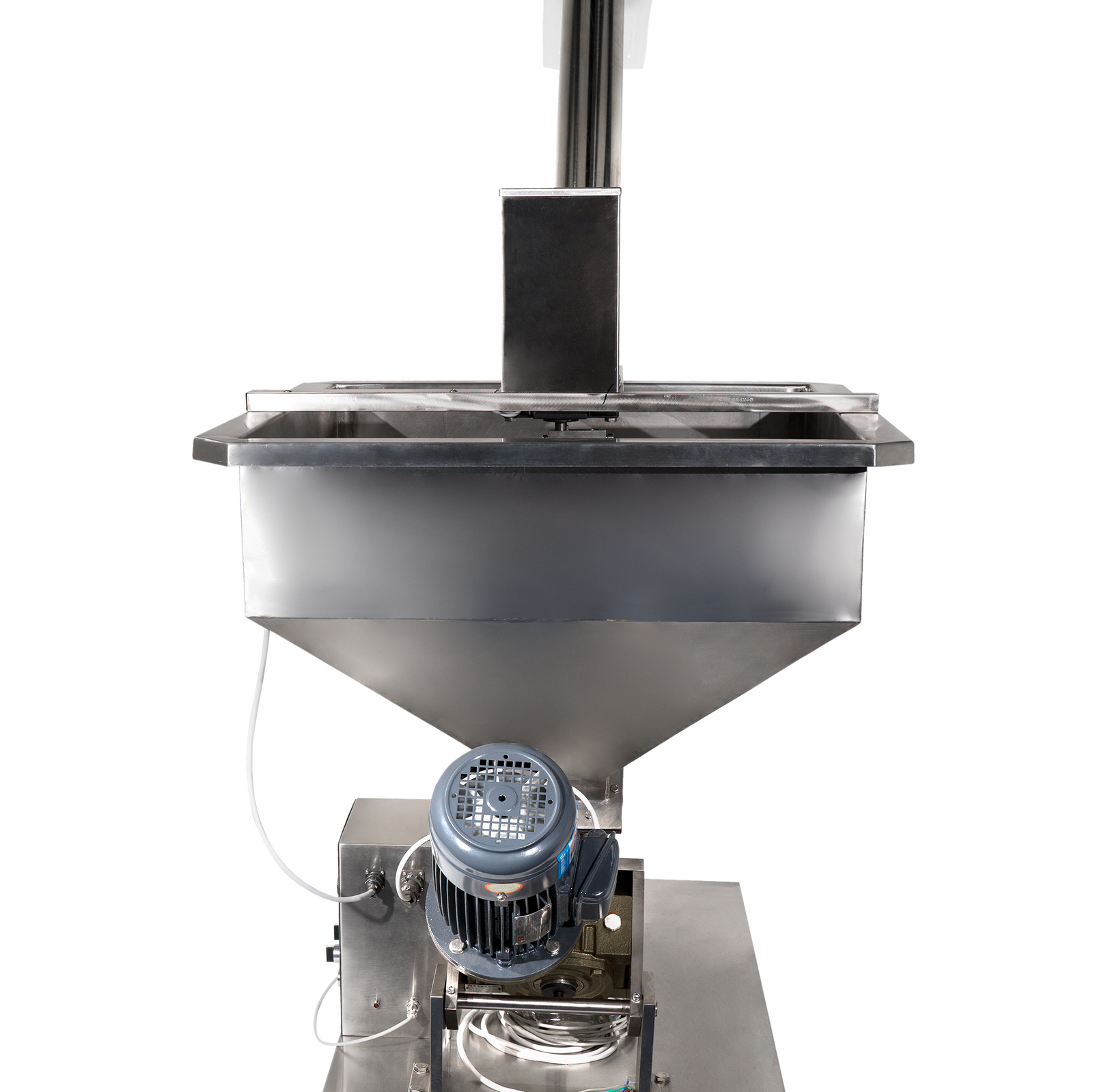 Stainless steel auger screw elevator for powders with agitator with a hopper height of 40 inches