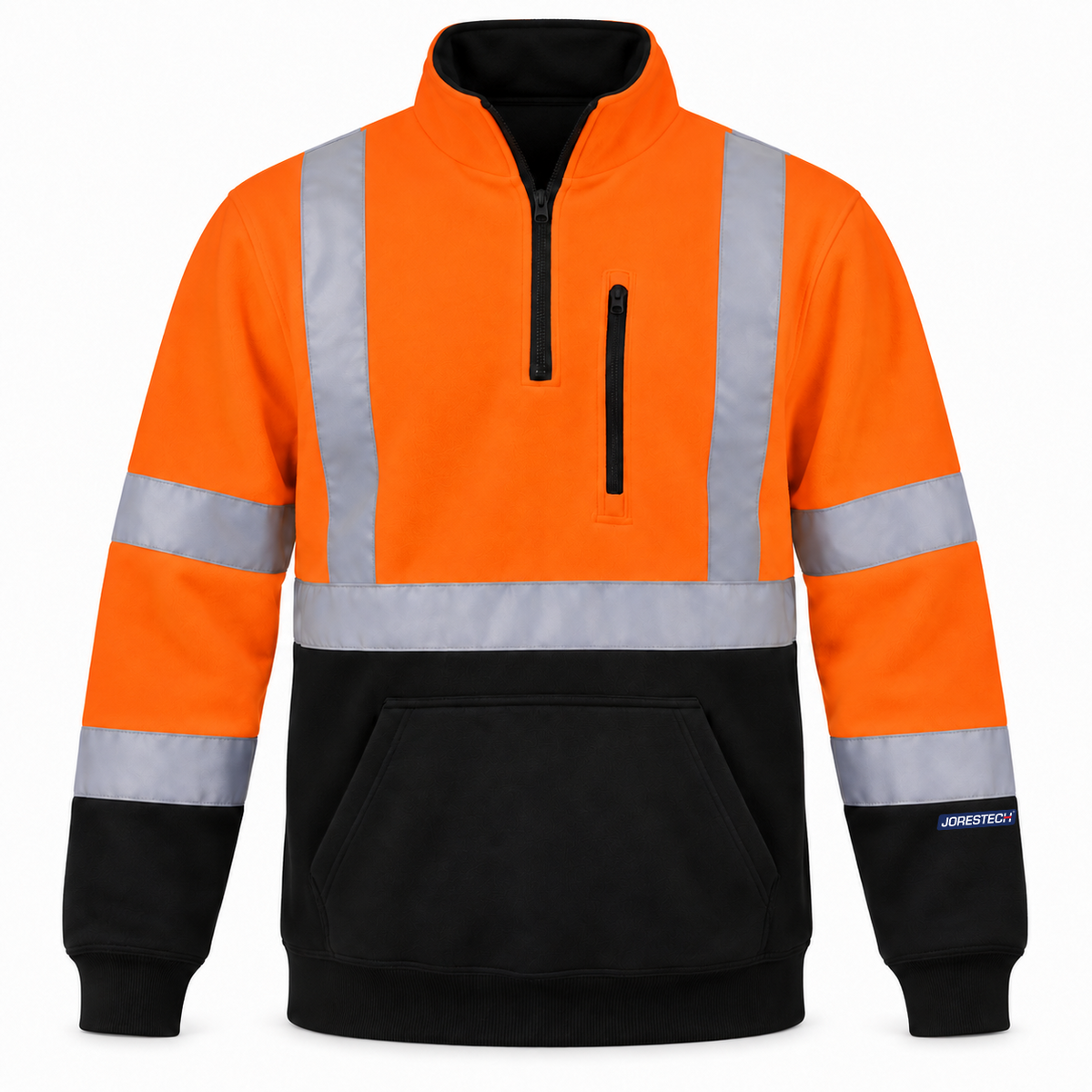 Orange high visibility safety sweater with 2