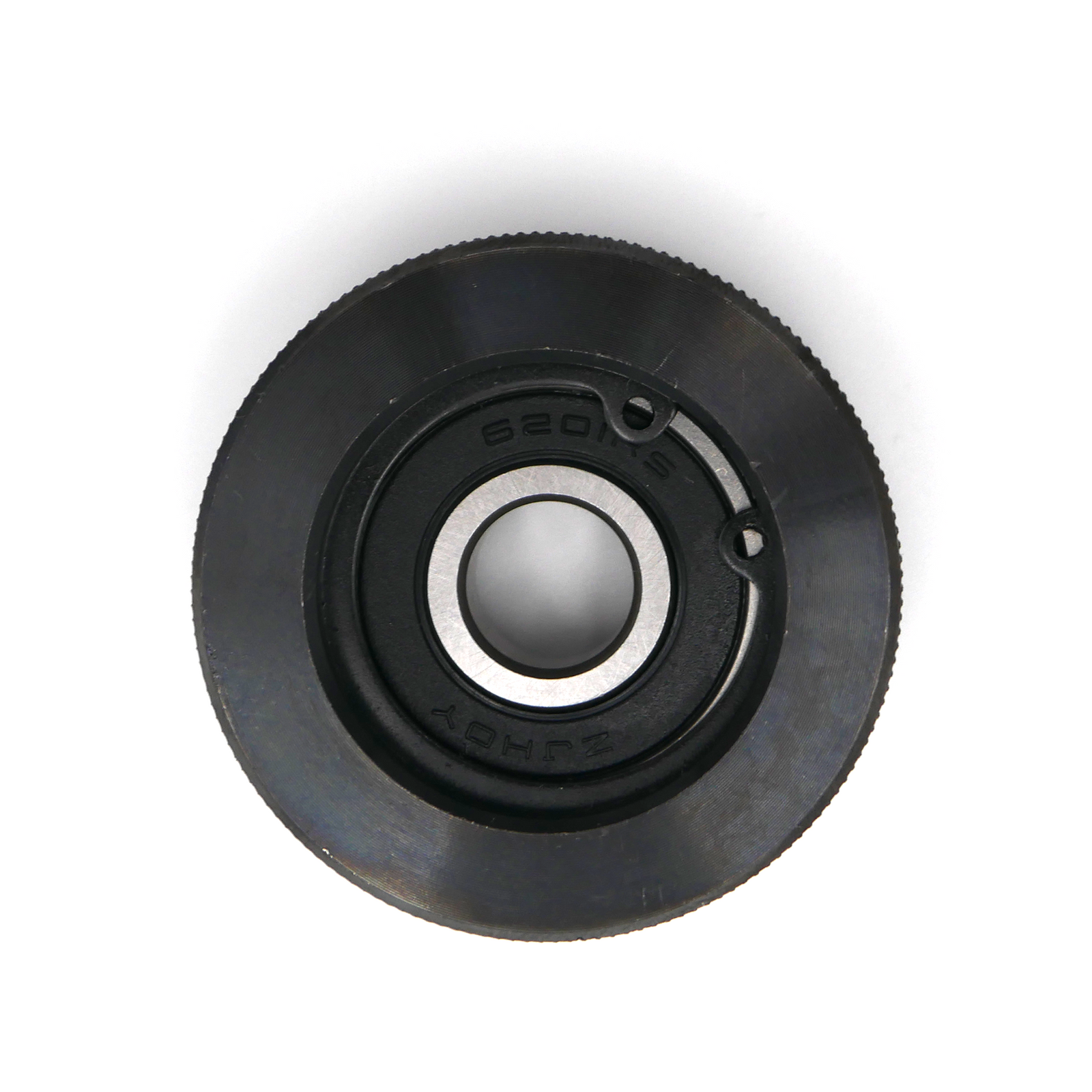 front view of the black square pattern JORES TECHNOLOGIES embossing wheel 