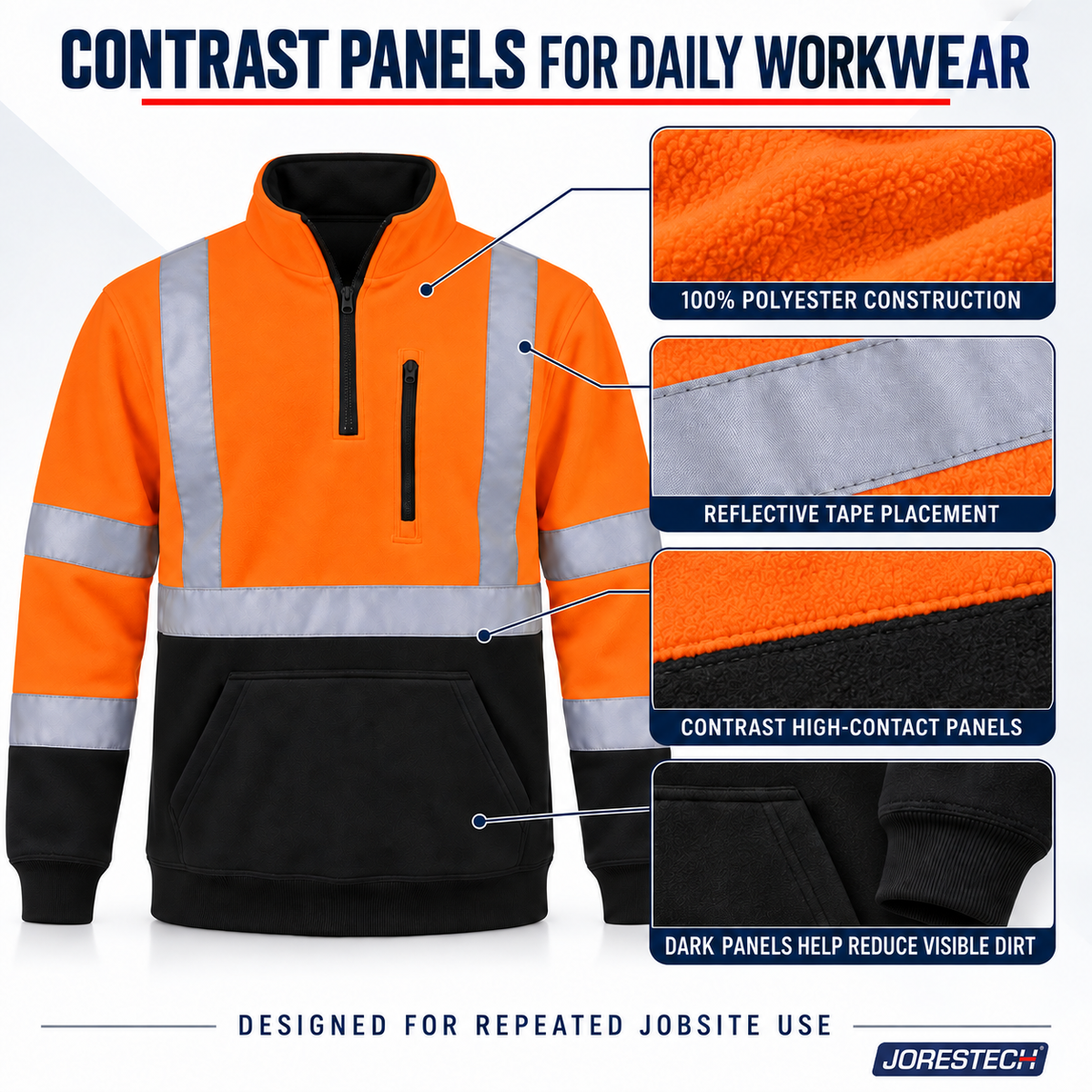 Hi-Vis Safety Sweater with Reflective Stripes