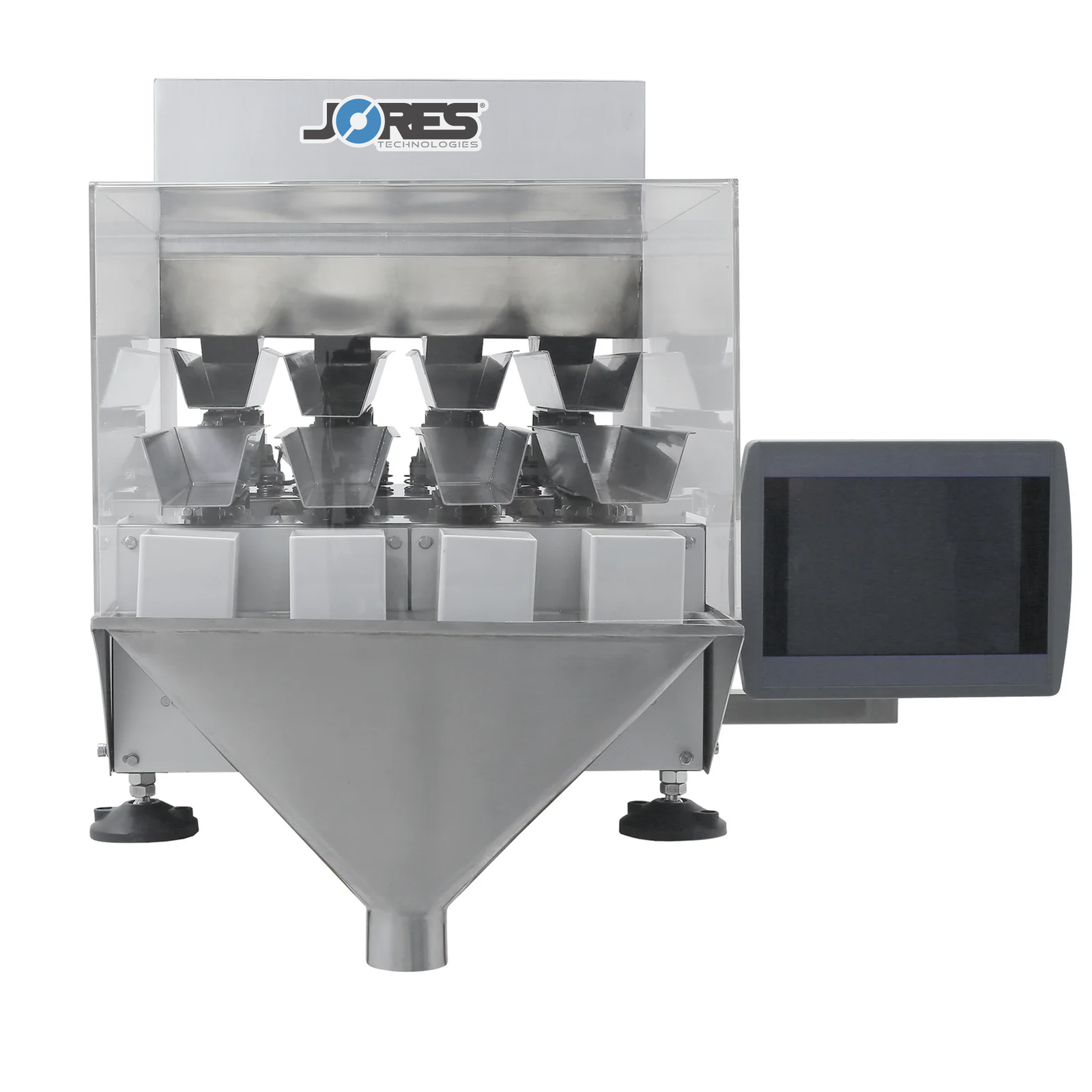 JORES TECHNOLOGIES® Stainless steel linear weighing machine for packaging small quantities of bulk and free-flowing products