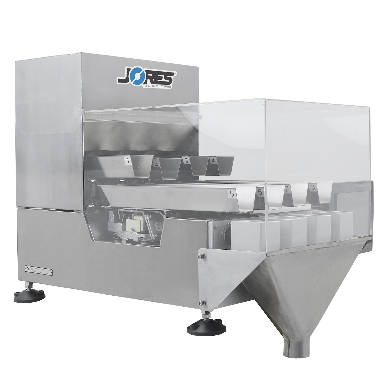 JORES TECHNOLOGIES® Stainless steel linear weighing machine for packaging small quantities of bulk and free-flowing products