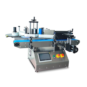 Table top automatic label applicator with conveyor and coder for round containers by JORES TECHNOLOGIES®