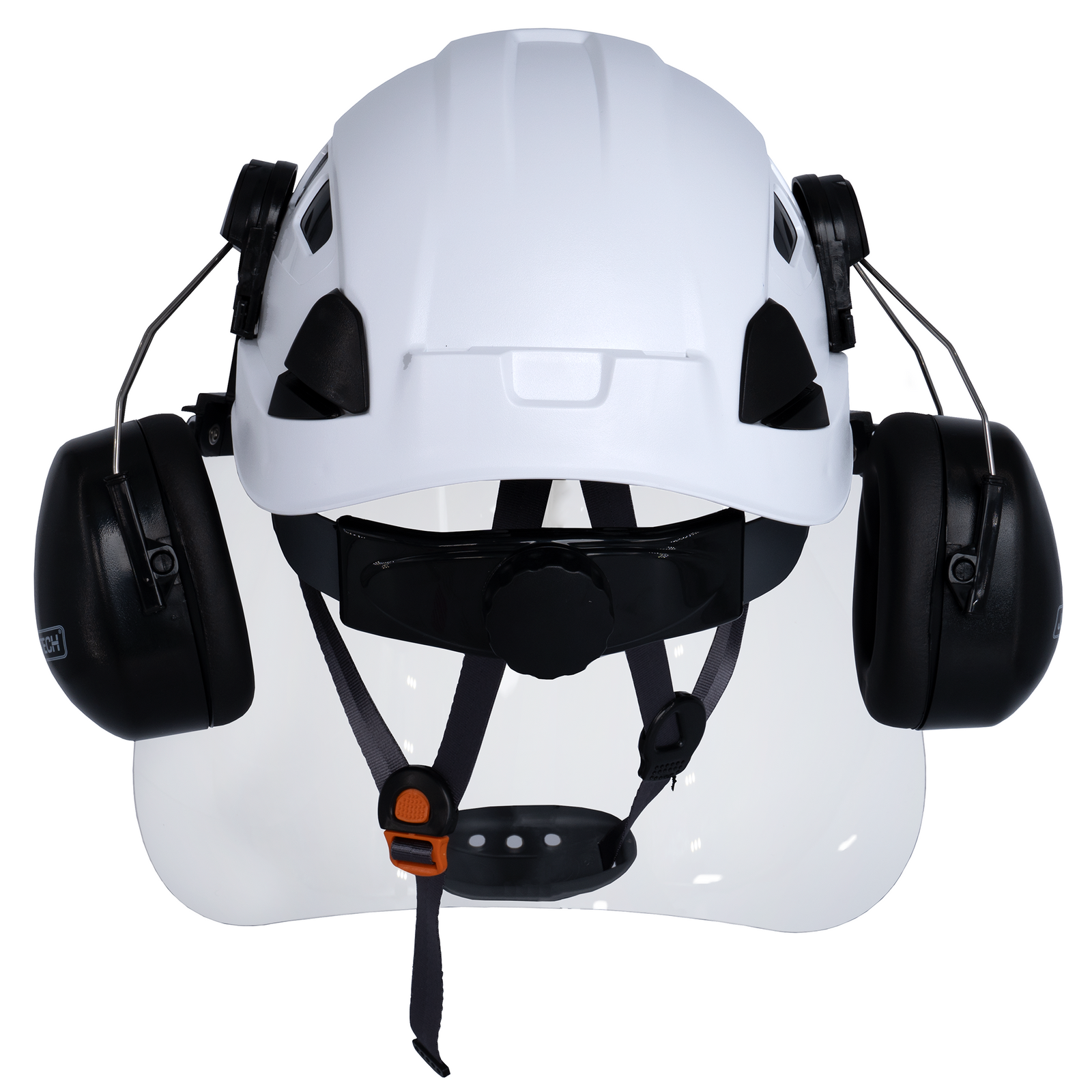 Ventilated Hard Hat with PC Face Shield and Earmuffs