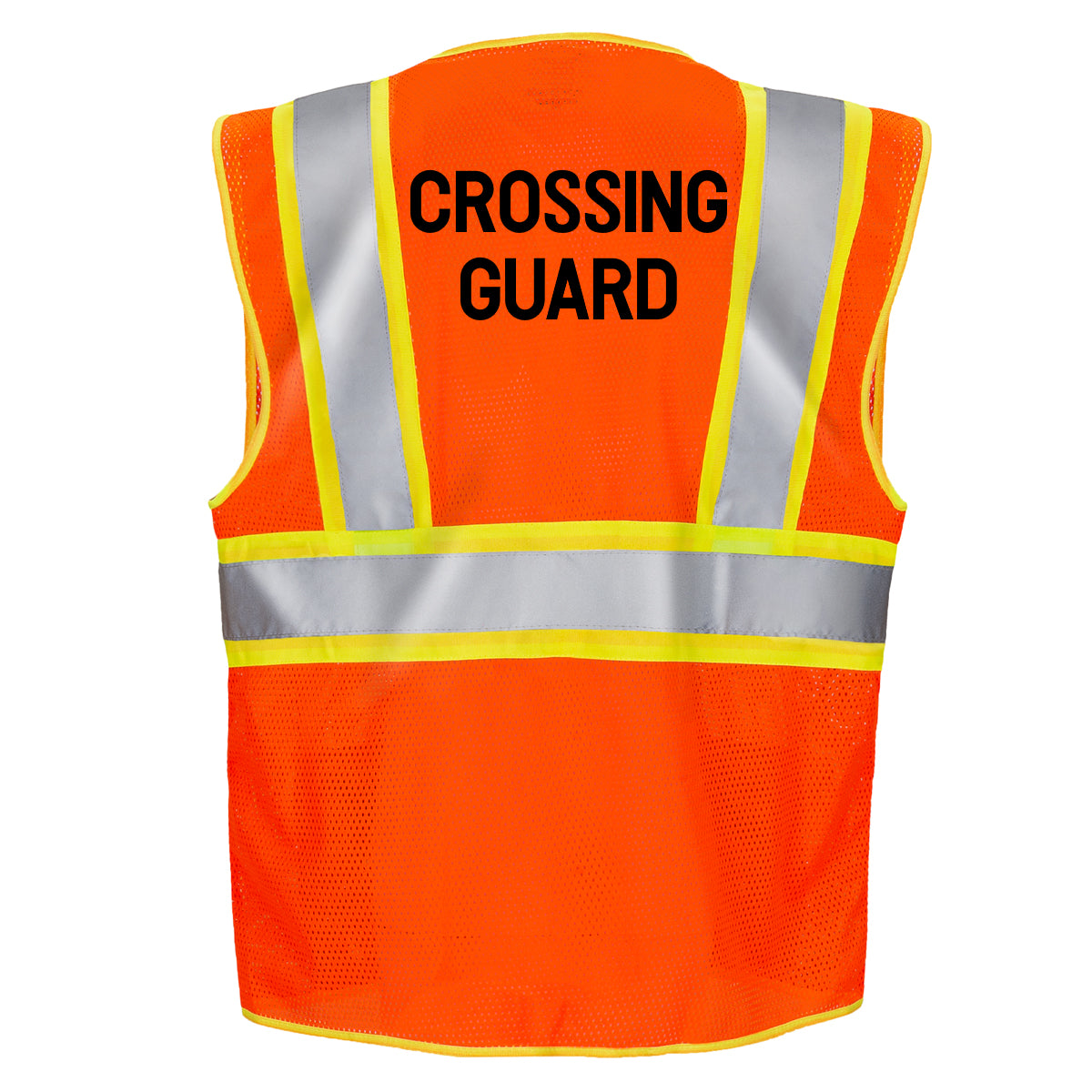 Printed Hi-Vis Two Toned Mesh Safety Vest with 2” Reflective Strips and Pockets - Orange
