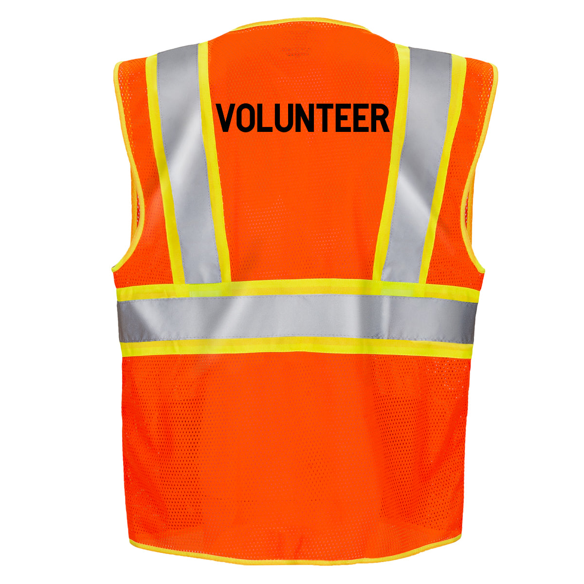 Printed Hi-Vis Two Toned Mesh Safety Vest with 2” Reflective Strips and Pockets - Orange