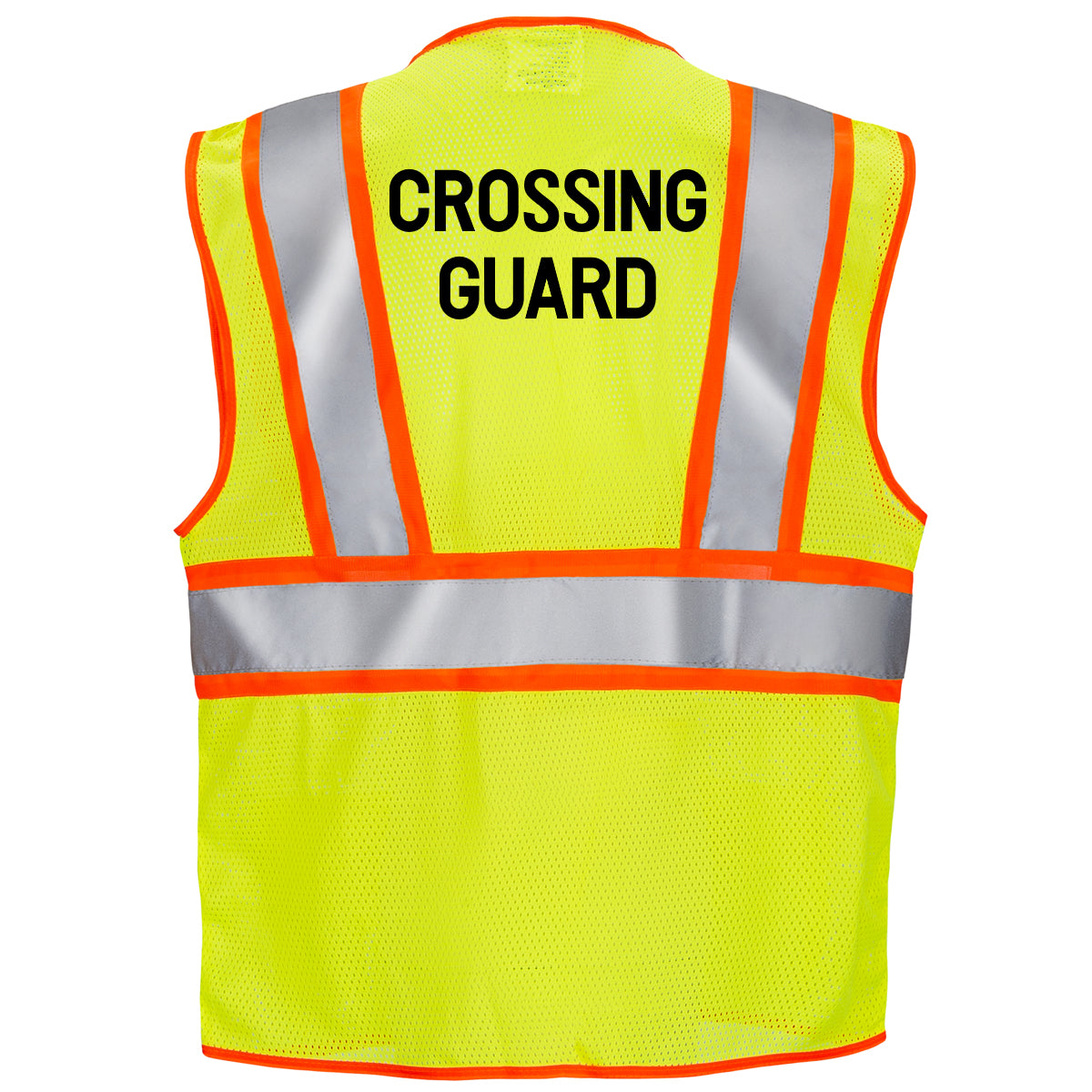 Printed Hi-Vis Two Toned Mesh Safety Vest with 2” Reflective Strips and Pockets - Lime