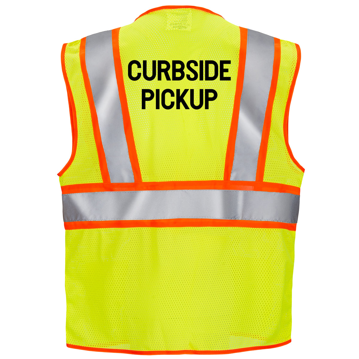 Printed Hi-Vis Two Toned Mesh Safety Vest with 2” Reflective Strips and Pockets - Lime
