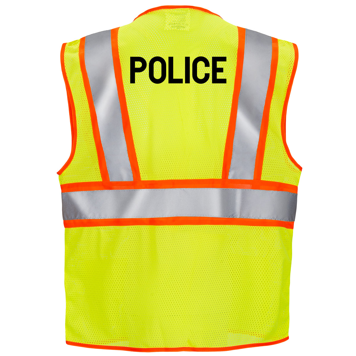 Printed Hi-Vis Two Toned Mesh Safety Vest with 2” Reflective Strips and Pockets - Lime