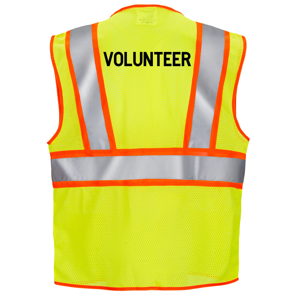 Printed Hi-Vis Two Toned Mesh Safety Vest with 2” Reflective Strips and Pockets - Lime