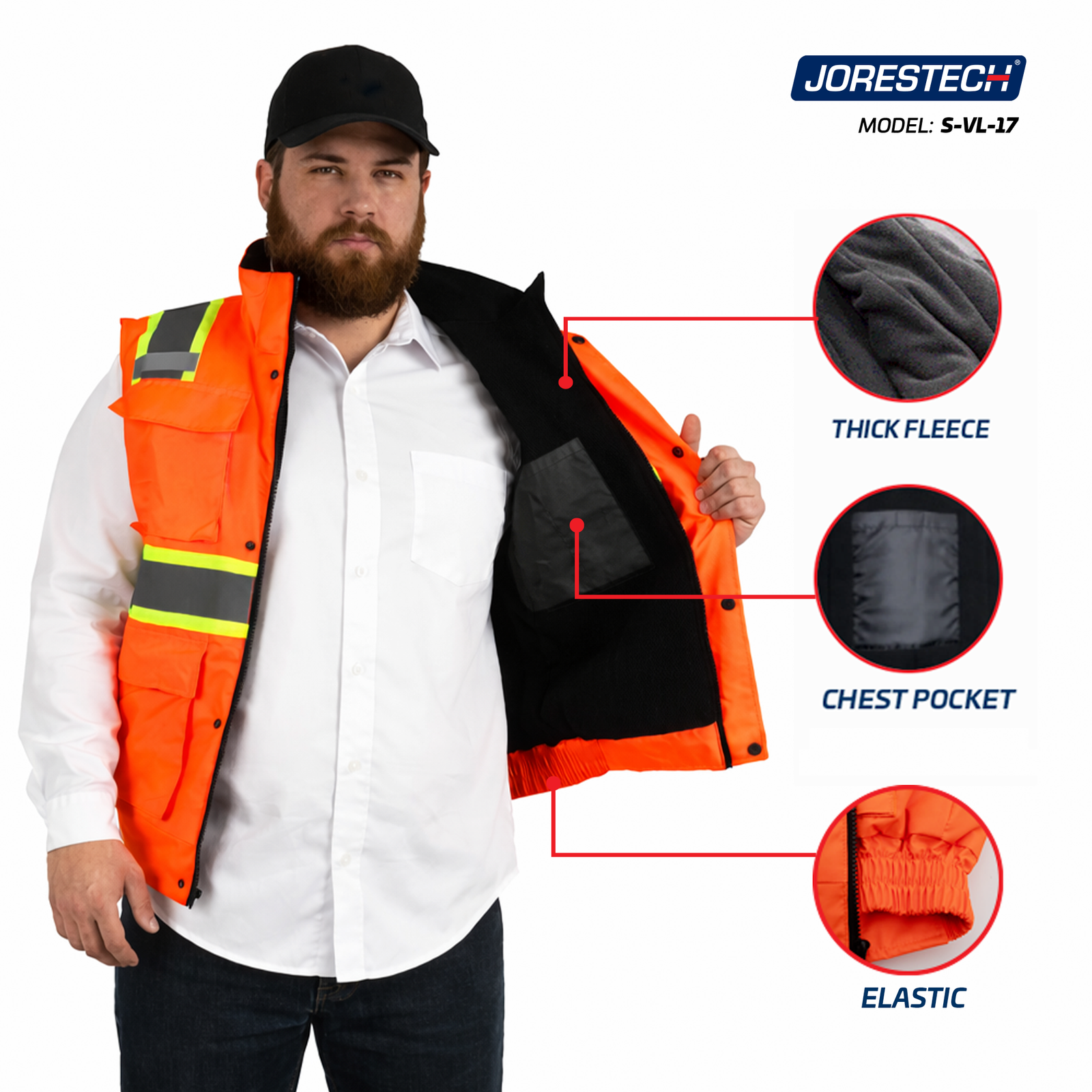 Hi-Vis Two Tone Fleece Insulated Safety Vest with Reflective Strips