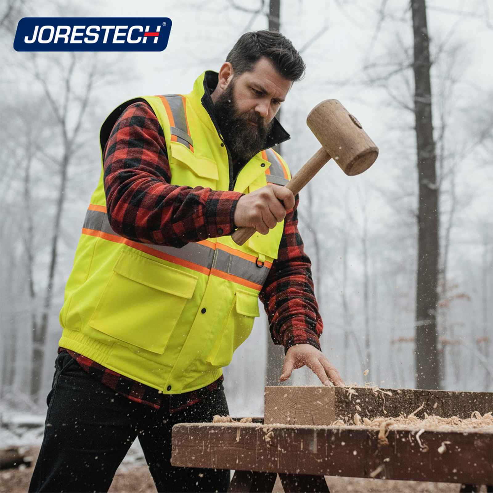 Hi-Vis Two Tone Fleece Insulated Safety Vest with Reflective Strips