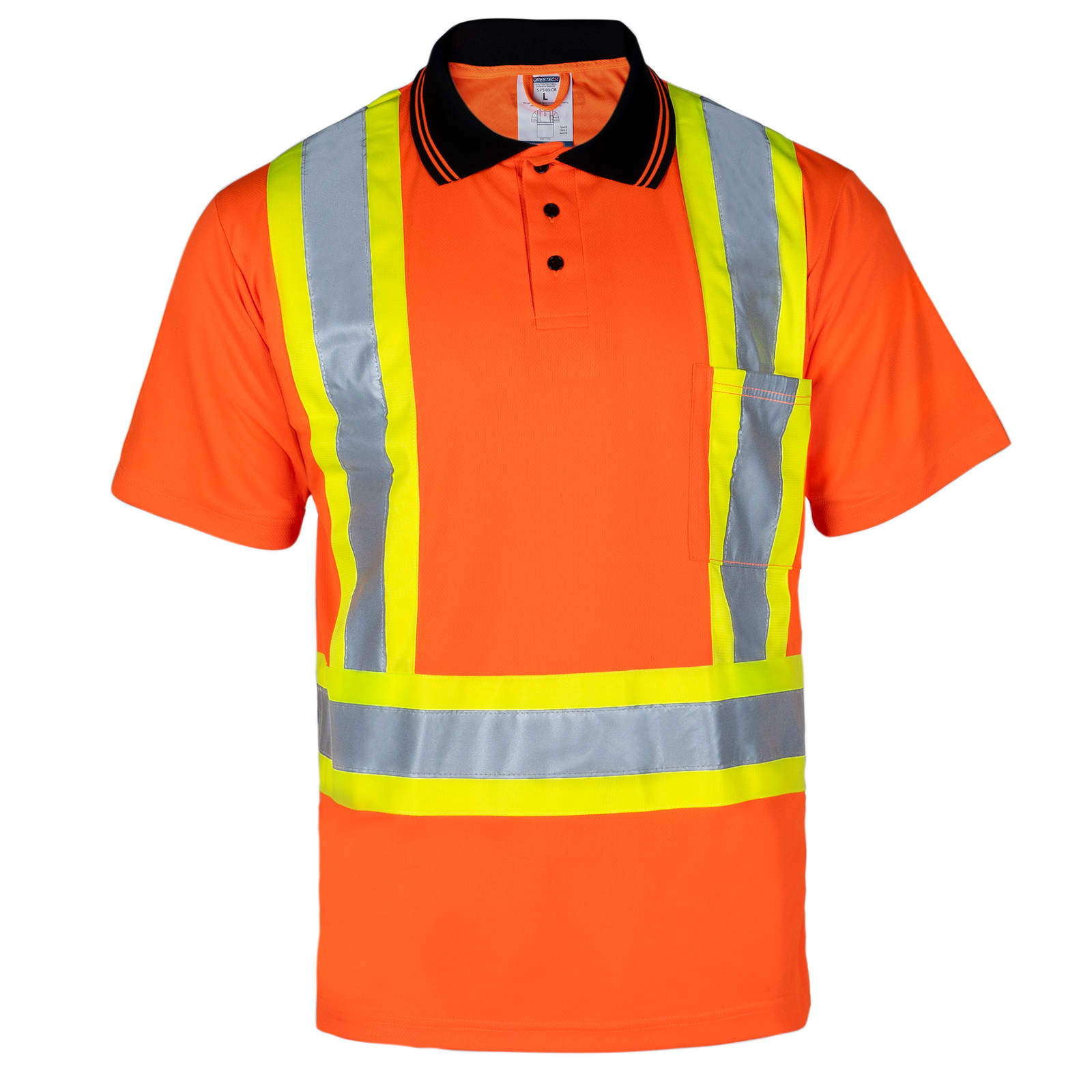 Estimator Safety Shirt Class 2 Short Sleeve ANSI OSHA Hi Vis PPE | Orange 4XL