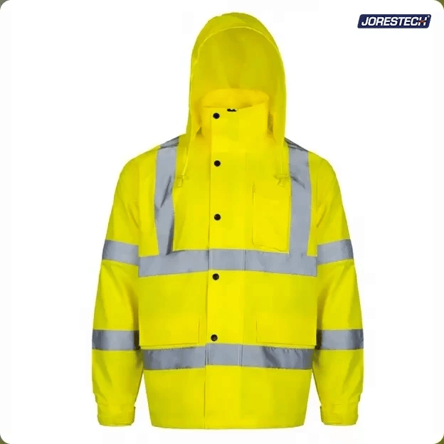 Hi-Vis Yellow Rain Jacket with 2
