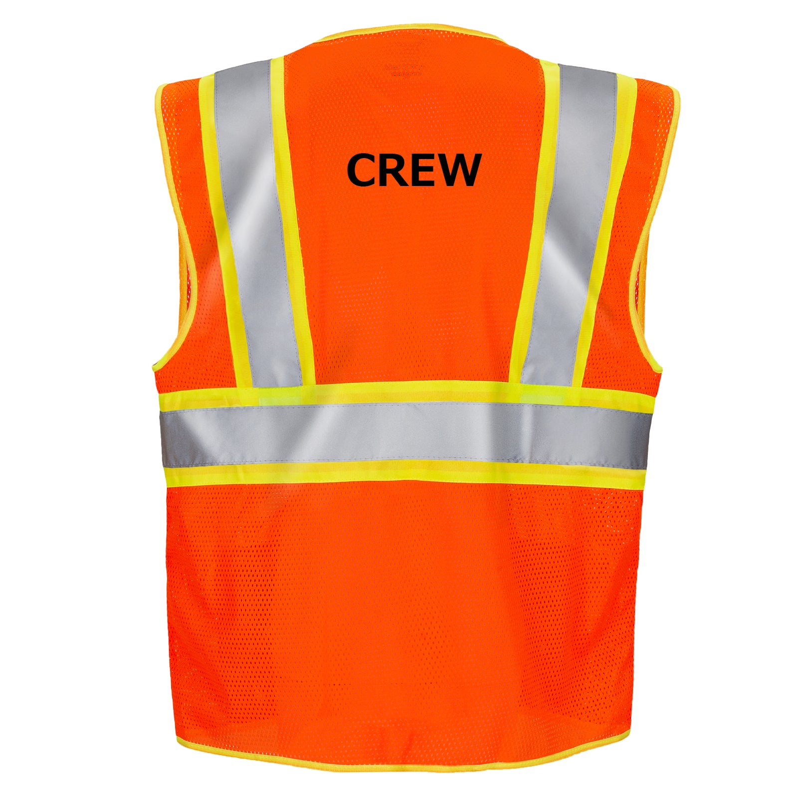 Printed Hi-Vis Two Toned Mesh Safety Vest with 2” Reflective Strips and Pockets - Orange