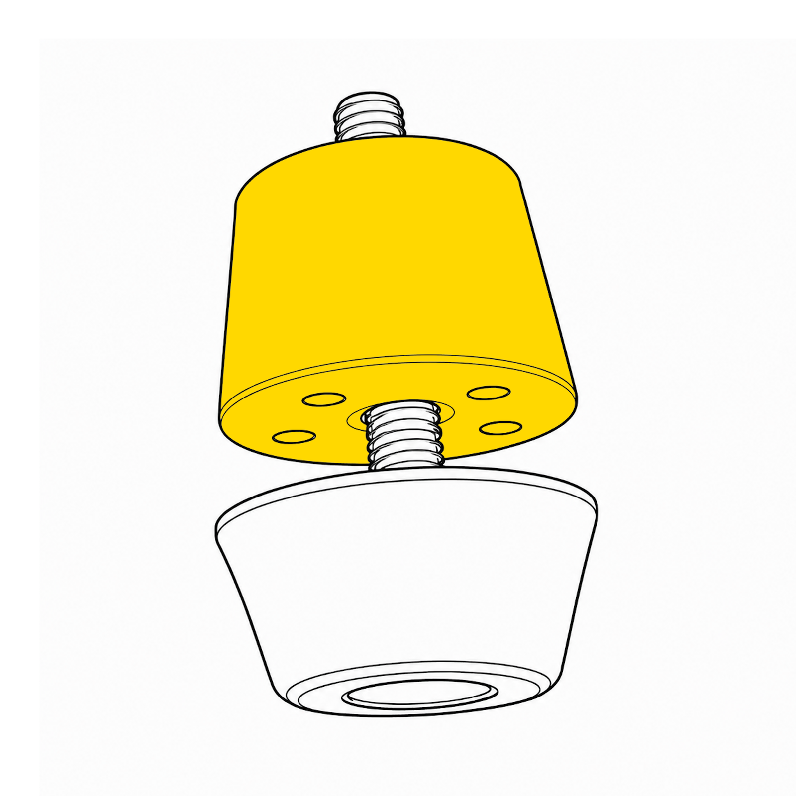 Rubber Foot Long Extension outline colored yellow with rubber foot long screw.