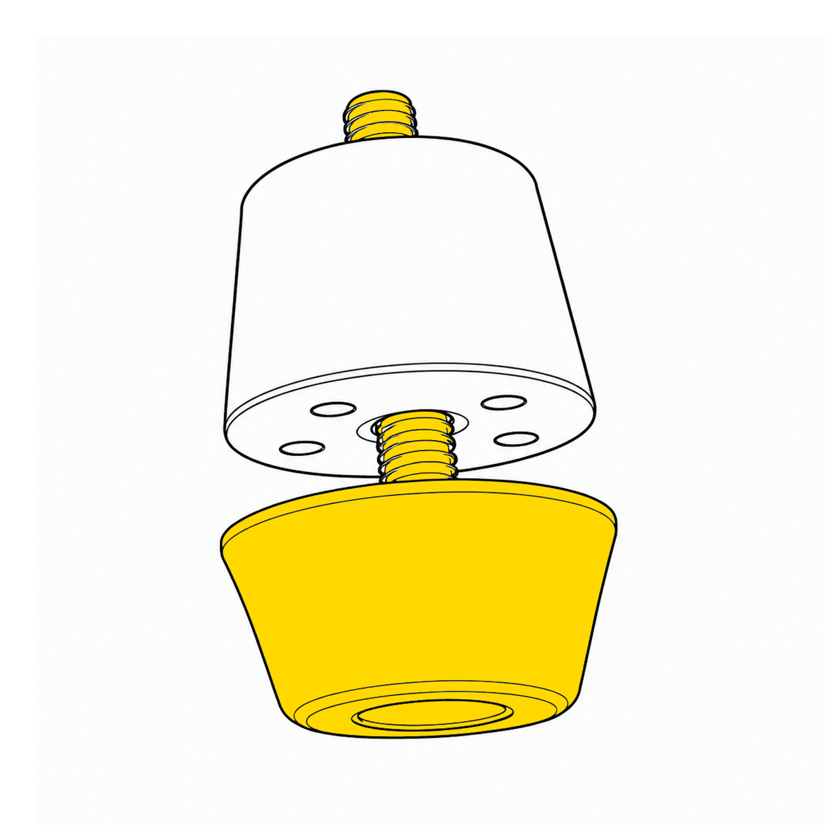 Rubber Foot with Long Screw outline and colored yellow