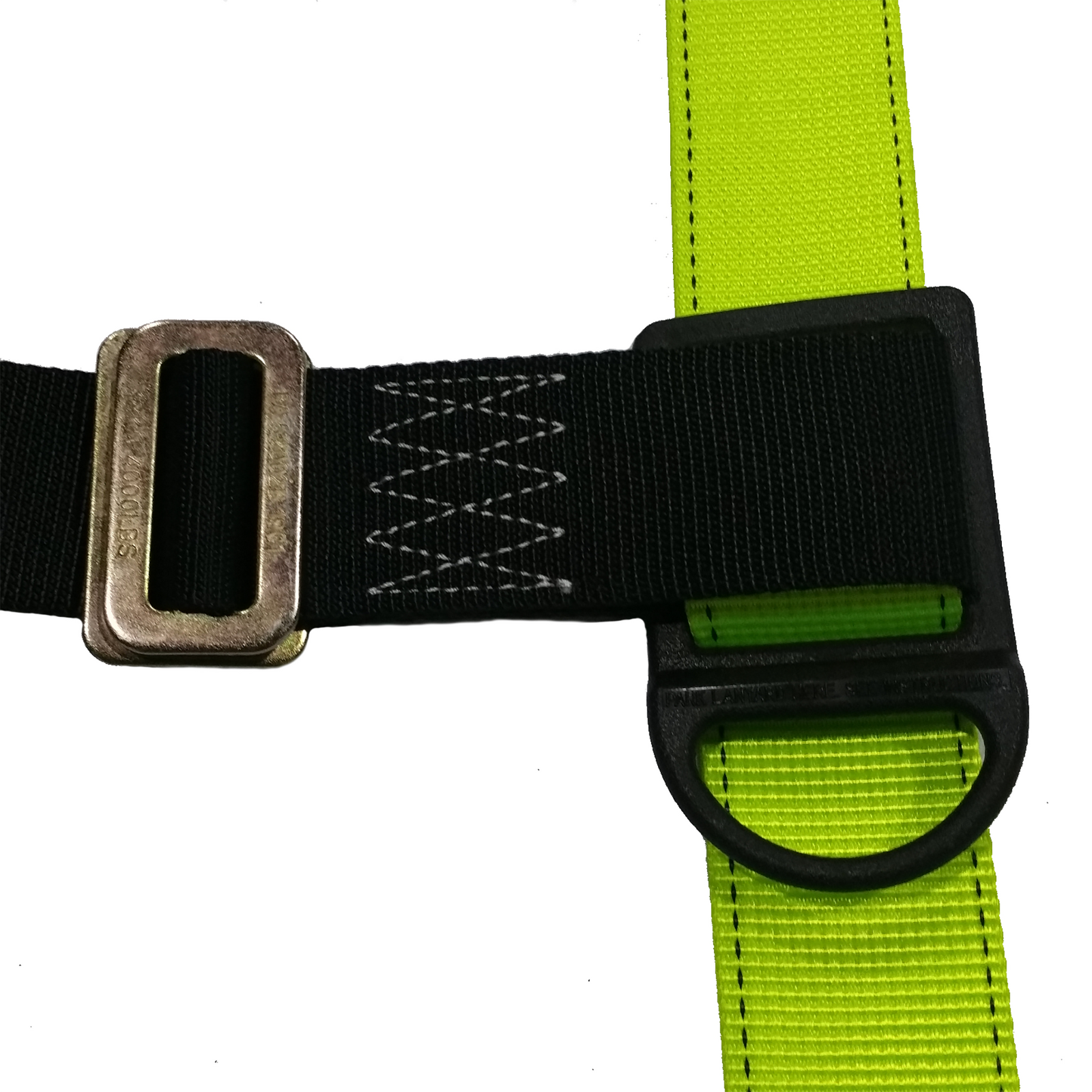 Metal chest closure on the 1 D fall protection safety body harness