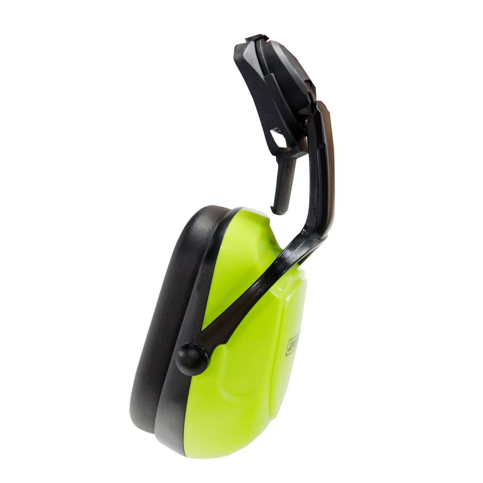 Side view of the 23rd NRR noise cancelling earmuff for slotted hardhats