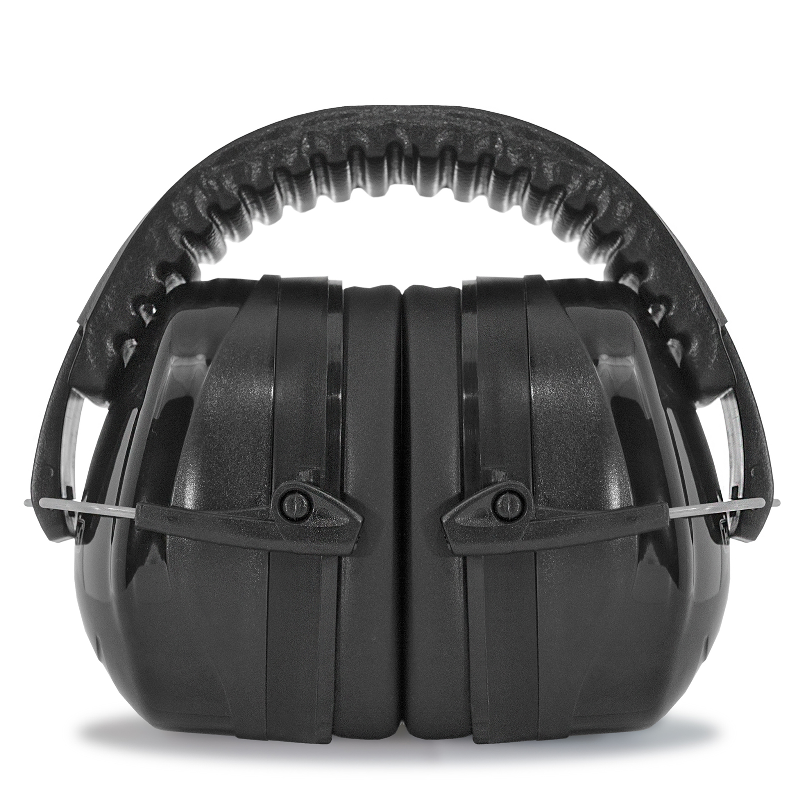 Front view of the 27DB NRR noise cancelling JORESTECH black earmuff