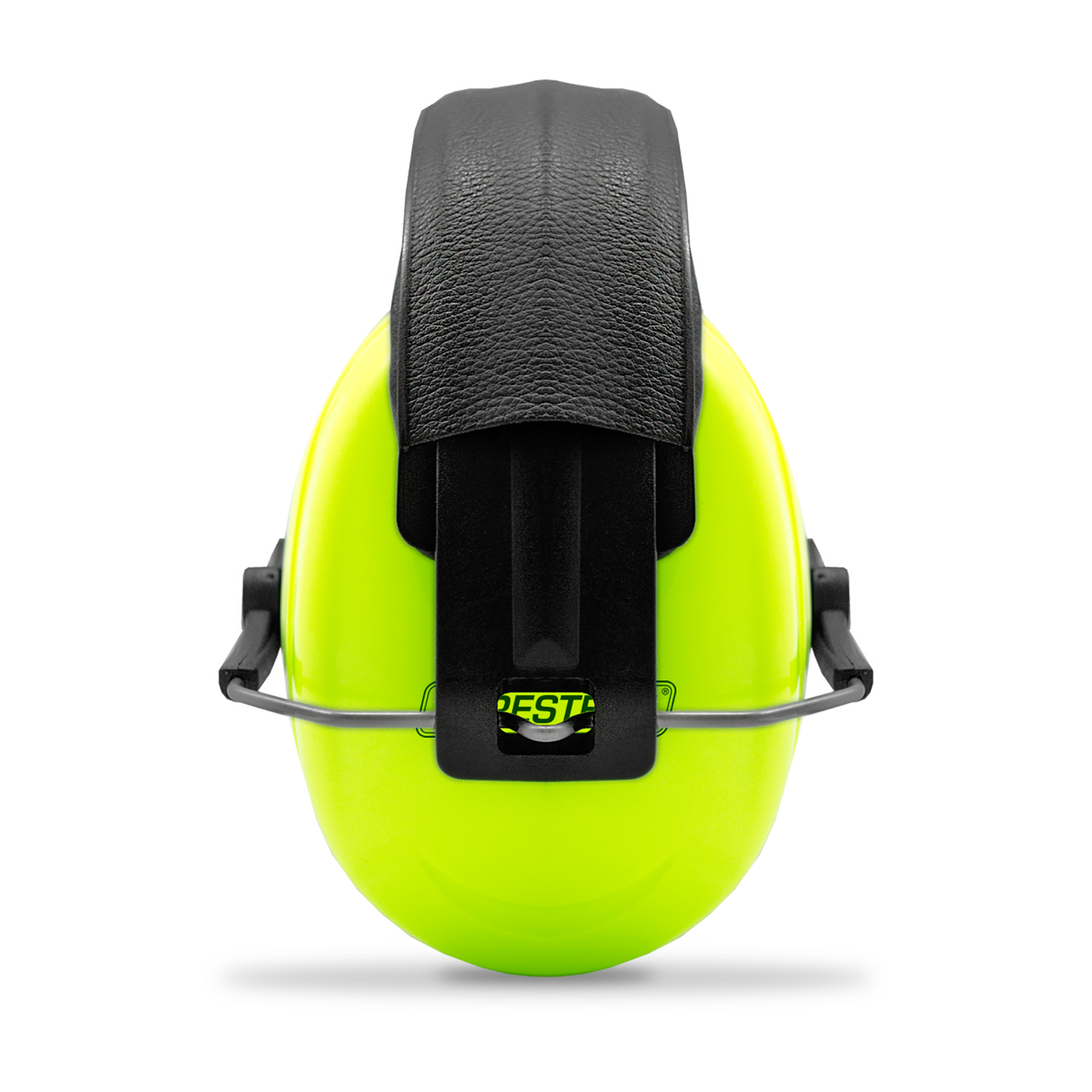 Front view of the 27DB NRR noise canceling hearing protection lime earmuffs