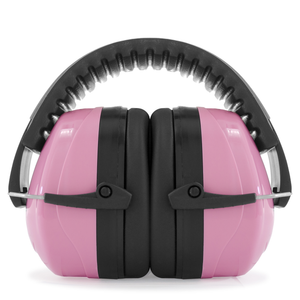 Front view of the 27DB NRR noise cancelling JORESTECH pink earmuff