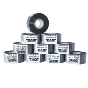 10 units of black hot stamp foil ribbons stacked