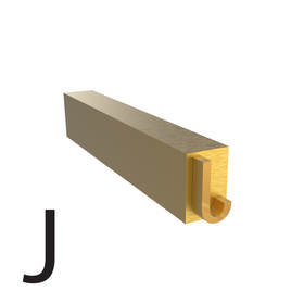 A 3mm type letter J used for hot stamp printing
