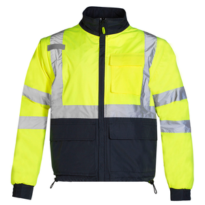Front view of the 4 in 1 hi-vis reversible JORESTECH safety jacket with removable sleeves