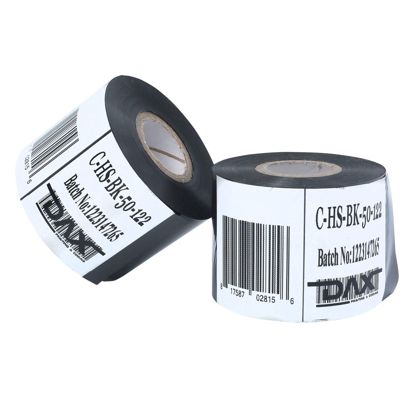 2 50mm black hot foil stamp rolls over white background