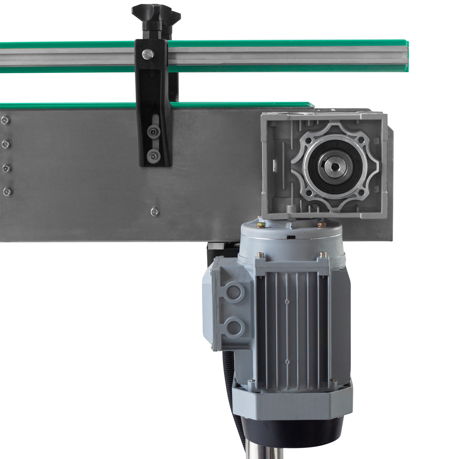 closeup chot of the motor on the conveyor used in the jorestech inline piston filling system