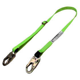 Lime green adjustable work positioning JORESTECH lanyard with self locking snap hook