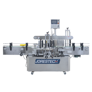 front view of the JORESTECH automatic label applicator for flat and oval containers 