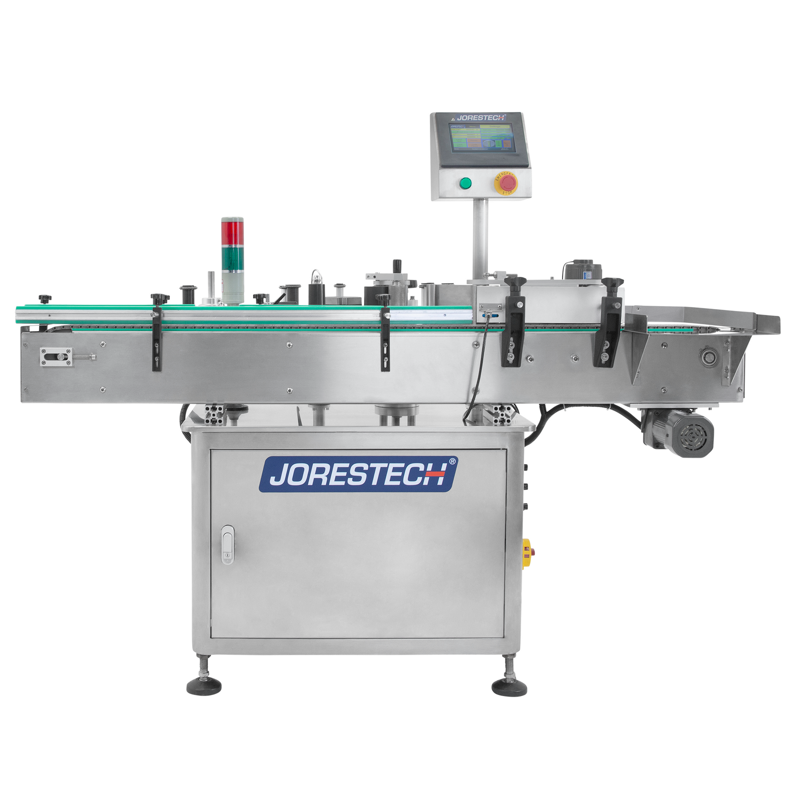 Stainless steel automatic label applicator for round containers by JORES TECHNOLOGIES®