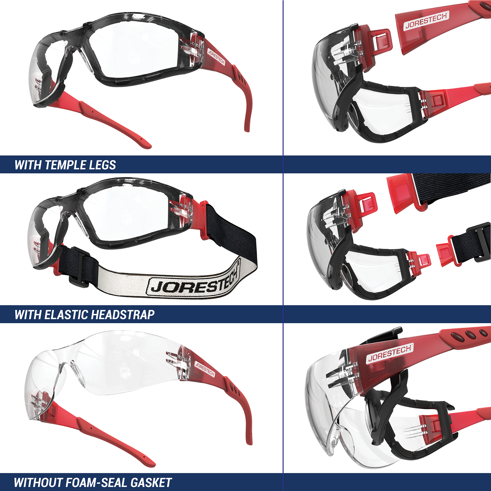 tech without goggles Anti-Fog Convertible Glasses/Goggles with Removable Foam Seal